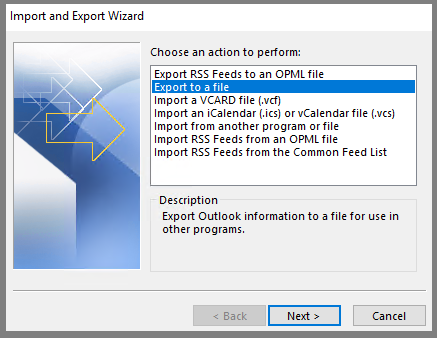 Choose Export File
