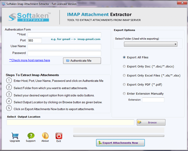 Attachment Now and Start exporting the attachments from IMAP server.