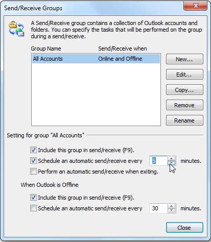 Receive Groups option