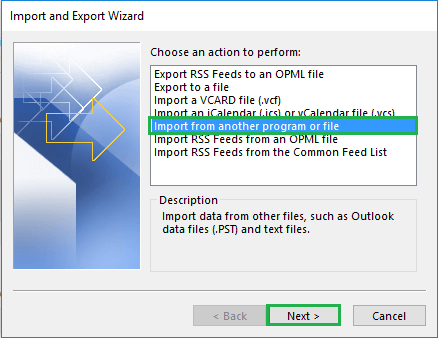 Import from another program