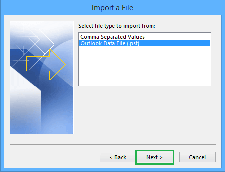 Select Outlook Data File