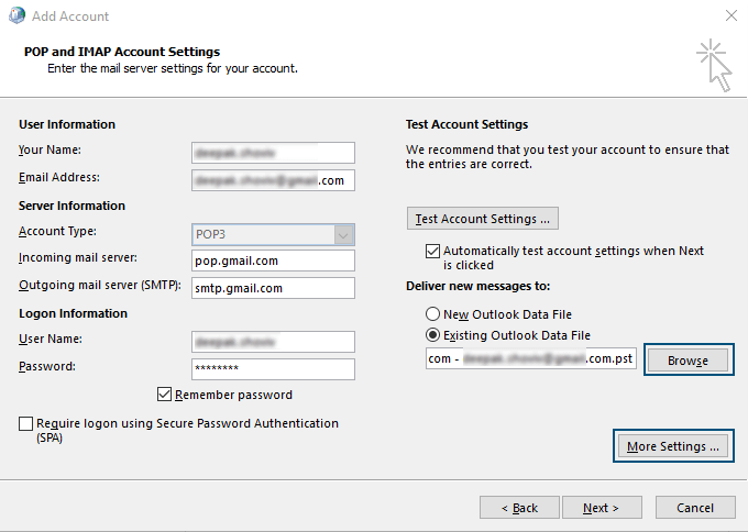 Add Existing PST File