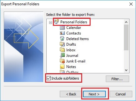 Tick Subfolders Option