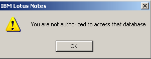 Lotus Notes Authorization Error