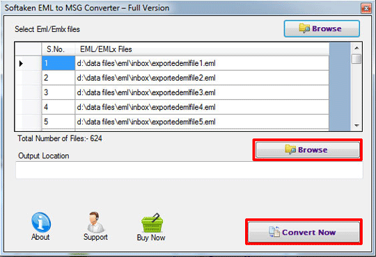 Select EML to MSG