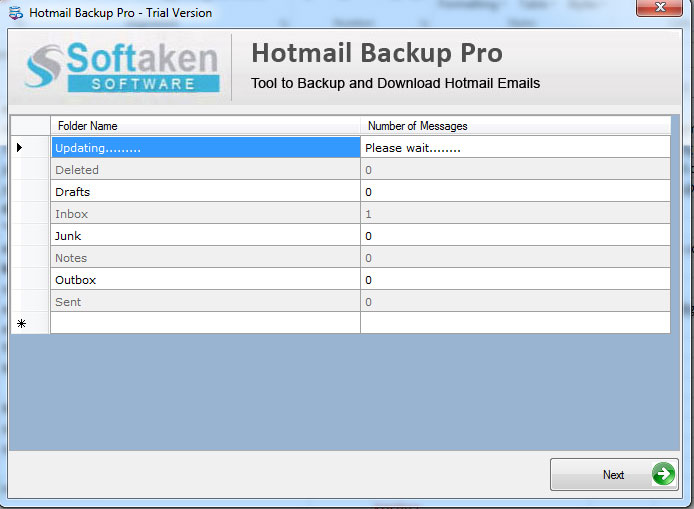 Preview Hotmail Backup
